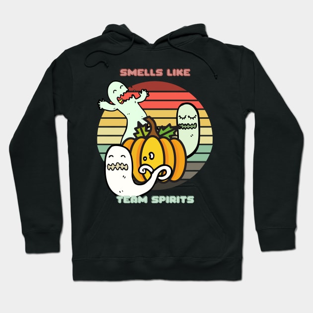 Sunset Ghosts / Smells Like Team Spirits (Pumpkin Edition) Hoodie by nathalieaynie